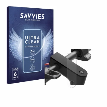 Parte frontale di una confezione del prodotto con il logo del marchio Savvies. Accanto è raffigurato il dispositivo Xiaomi Ele