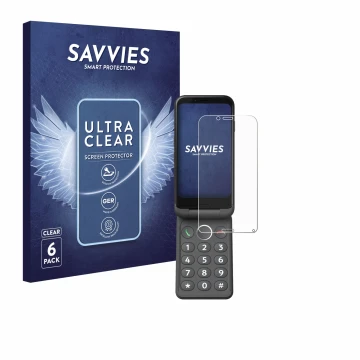 Parte frontale di una confezione del prodotto con il logo del marchio Savvies. Accanto è raffigurato il dispositivo Doro Auror