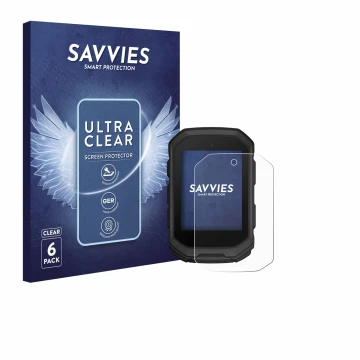 Parte frontale di una confezione del prodotto con il logo del marchio Savvies. Accanto è raffigurato il dispositivo Garmin Edg