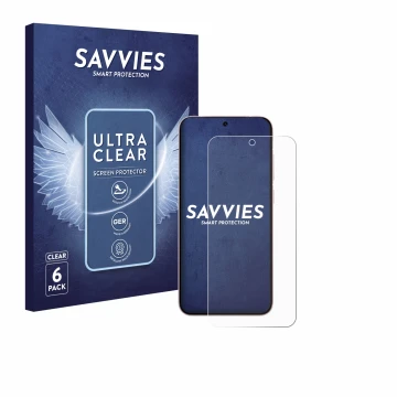 Parte frontale di una confezione del prodotto con il logo del marchio Savvies. Accanto è raffigurato il dispositivo Vivo X200 