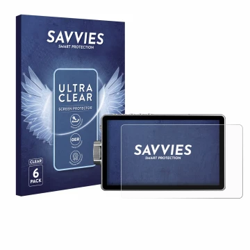 Parte frontale di una confezione del prodotto con il logo del marchio Savvies. Accanto è raffigurato il dispositivo Viltrox DC