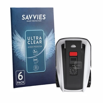 Parte frontale di una confezione del prodotto con il logo del marchio Savvies. Accanto è raffigurato il dispositivo Ecovacs Go