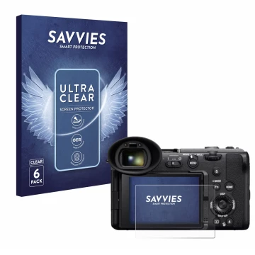 Parte frontale di una confezione del prodotto con il logo del marchio Savvies. Accanto è raffigurato il dispositivo Sony Cinem
