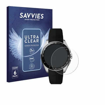 Parte frontale di una confezione del prodotto con il logo del marchio Savvies. Accanto è raffigurato il dispositivo TAG Heuer 