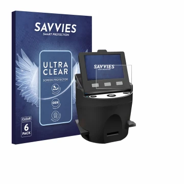 Parte frontale di una confezione del prodotto con il logo del marchio Savvies. Accanto è raffigurato il dispositivo Kodak SCAN