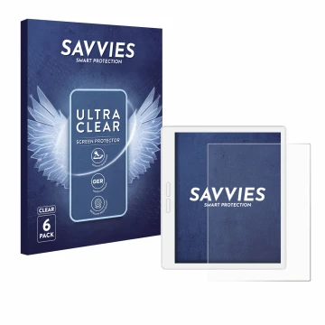 Parte frontale di una confezione del prodotto con il logo del marchio Savvies. Accanto è raffigurato il dispositivo Bigme B751