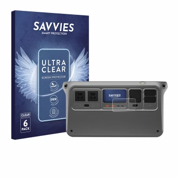 Parte frontale di una confezione del prodotto con il logo del marchio Savvies. Accanto è raffigurato il dispositivo DJI Power 