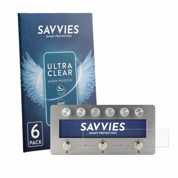 Parte frontale di una confezione del prodotto con il logo del marchio Savvies. Accanto è raffigurato il dispositivo Darkglass 