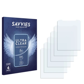 Parte frontale di una confezione del prodotto con il logo del marchio Savvies. Accanto si trova la protezione per lo schermo c