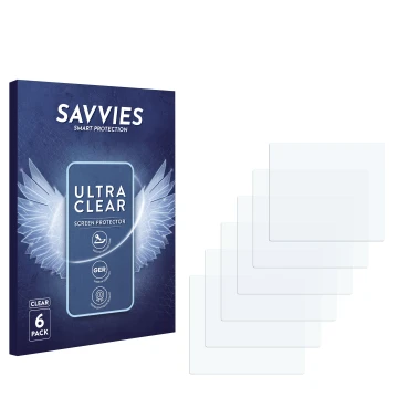 Parte frontale di una confezione del prodotto con il logo del marchio Savvies. Accanto si trova la protezione per lo schermo c