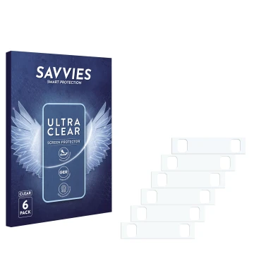 Parte frontale di una confezione del prodotto con il logo del marchio Savvies. Accanto si trova la protezione per lo schermo c