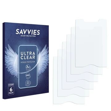 Parte frontale di una confezione del prodotto con il logo del marchio Savvies. Accanto si trova la protezione per lo schermo c