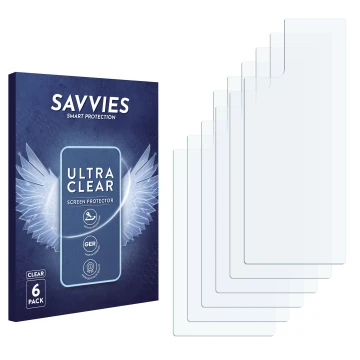 Parte frontale di una confezione del prodotto con il logo del marchio Savvies. Accanto si trova la protezione per lo schermo c