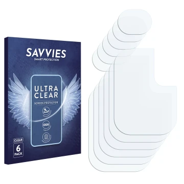 Parte frontale di una confezione del prodotto con il logo del marchio Savvies. Accanto si trova la protezione per lo schermo c