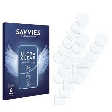 Parte frontale di una confezione del prodotto con il logo del marchio Savvies. Accanto si trova la protezione per lo schermo c