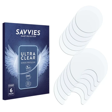 Parte frontale di una confezione del prodotto con il logo del marchio Savvies. Accanto si trova la protezione per lo schermo c