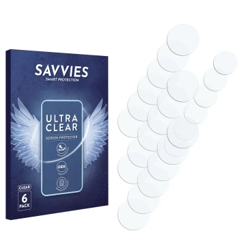 Parte frontale di una confezione del prodotto con il logo del marchio Savvies. Accanto si trova la protezione per lo schermo c