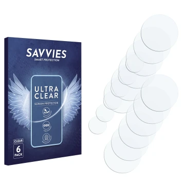 Parte frontale di una confezione del prodotto con il logo del marchio Savvies. Accanto si trova la protezione per lo schermo c