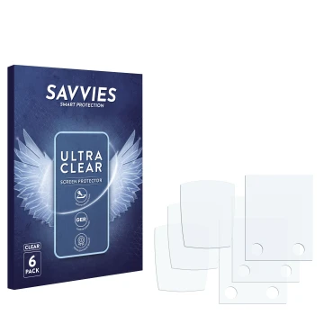 Parte frontale di una confezione del prodotto con il logo del marchio Savvies. Accanto si trova la protezione per lo schermo c
