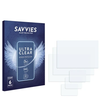 Parte frontale di una confezione del prodotto con il logo del marchio Savvies. Accanto si trova la protezione per lo schermo c
