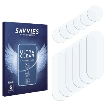 Parte frontale di una confezione del prodotto con il logo del marchio Savvies. Accanto si trova la protezione per lo schermo c