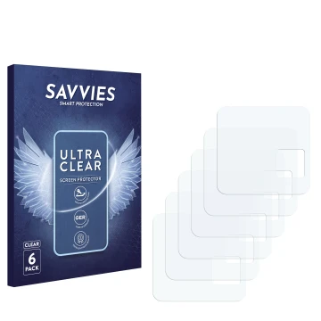 Parte frontale di una confezione del prodotto con il logo del marchio Savvies. Accanto si trova la protezione per lo schermo c