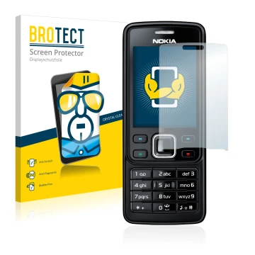 Parte frontale di una confezione del prodotto con il logo del marchio BROTECT. Accanto è raffigurato il dispositivo Nokia 6300