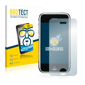 Parte frontale di una confezione del prodotto con il logo del marchio BROTECT. Accanto è raffigurato il dispositivo Apple iPho