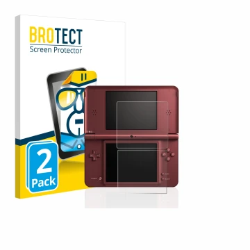 Parte frontale di una confezione del prodotto con il logo del marchio BROTECT. Accanto è raffigurato il dispositivo Nintendo D