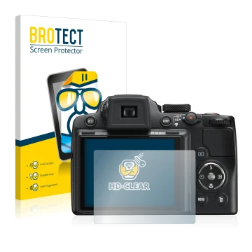 Parte frontale di una confezione del prodotto con il logo del marchio BROTECT. Accanto è raffigurato il dispositivo Nikon Cool
