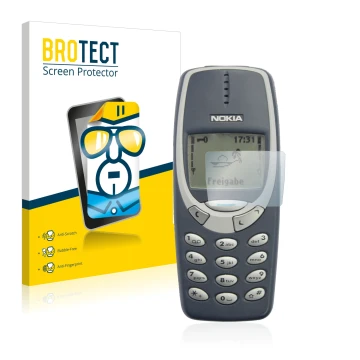 Parte frontale di una confezione del prodotto con il logo del marchio BROTECT. Accanto è raffigurato il dispositivo Nokia 3310