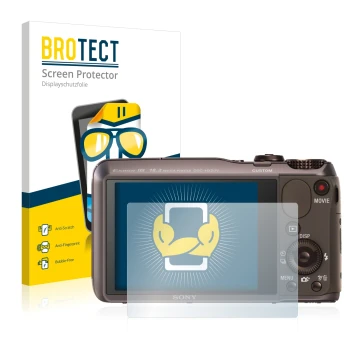 Parte frontale di una confezione del prodotto con il logo del marchio BROTECT. Accanto è raffigurato il dispositivo Sony Cyber
