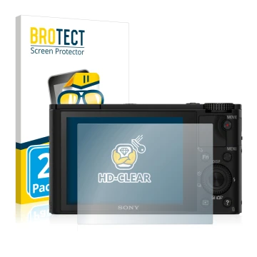 Parte frontale di una confezione del prodotto con il logo del marchio BROTECT. Accanto è raffigurato il dispositivo Sony Cyber