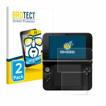 Parte frontale di una confezione del prodotto con il logo del marchio BROTECT. Accanto è raffigurato il dispositivo Nintendo 3