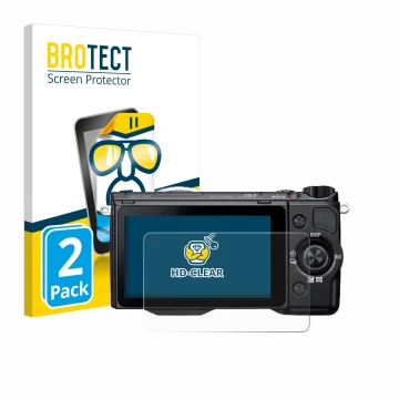 Parte frontale di una confezione del prodotto con il logo del marchio BROTECT. Accanto è raffigurato il dispositivo Sony Alpha