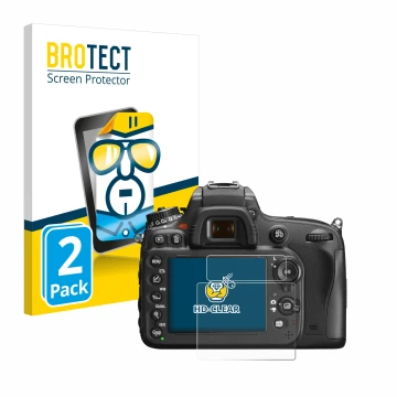 Parte frontale di una confezione del prodotto con il logo del marchio BROTECT. Accanto è raffigurato il dispositivo Nikon D600