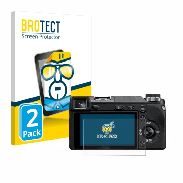 Parte frontale di una confezione del prodotto con il logo del marchio BROTECT. Accanto è raffigurato il dispositivo Sony Alpha