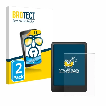 Parte frontale di una confezione del prodotto con il logo del marchio BROTECT. Accanto è raffigurato il dispositivo Amazon Kin