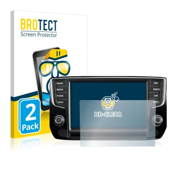 Parte frontale di una confezione del prodotto con il logo del marchio BROTECT. Accanto è raffigurato il dispositivo Volkswagen