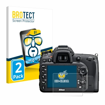 Parte frontale di una confezione del prodotto con il logo del marchio BROTECT. Accanto è raffigurato il dispositivo Nikon D710
