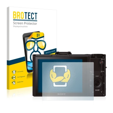 Parte frontale di una confezione del prodotto con il logo del marchio BROTECT. Accanto è raffigurato il dispositivo Sony Cyber