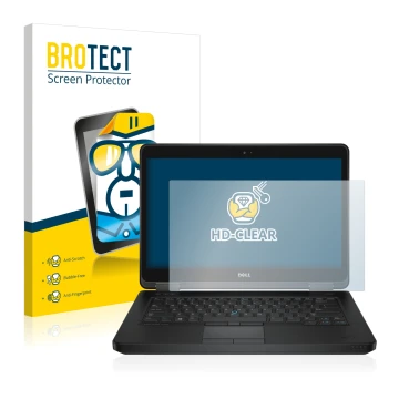 Parte frontale di una confezione del prodotto con il logo del marchio BROTECT. Accanto è raffigurato il dispositivo Dell Latit