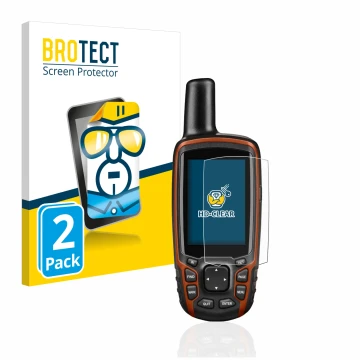 Parte frontale di una confezione del prodotto con il logo del marchio BROTECT. Accanto è raffigurato il dispositivo Garmin GPS