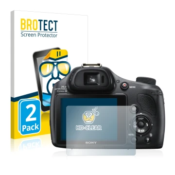 Parte frontale di una confezione del prodotto con il logo del marchio BROTECT. Accanto è raffigurato il dispositivo Sony Cyber