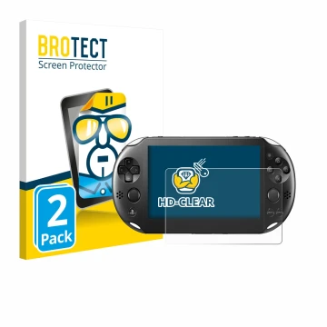 Parte frontale di una confezione del prodotto con il logo del marchio BROTECT. Accanto è raffigurato il dispositivo Sony Plays