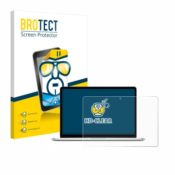 Parte frontale di una confezione del prodotto con il logo del marchio BROTECT. Accanto è raffigurato il dispositivo Apple MacB