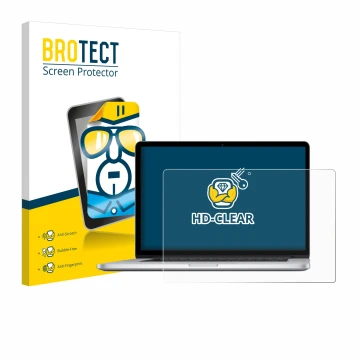 Parte frontale di una confezione del prodotto con il logo del marchio BROTECT. Accanto è raffigurato il dispositivo Apple MacB
