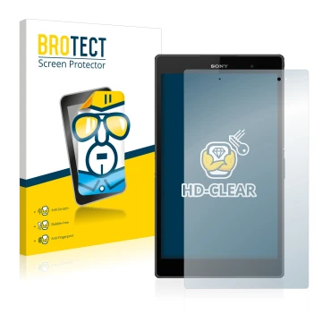 Parte frontale di una confezione del prodotto con il logo del marchio BROTECT. Accanto è raffigurato il dispositivo Sony Xperi