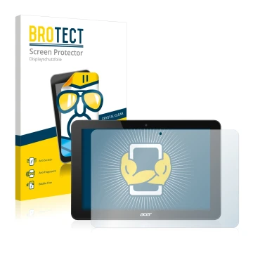 Parte frontale di una confezione del prodotto con il logo del marchio BROTECT. Accanto è raffigurato il dispositivo Acer Iconi