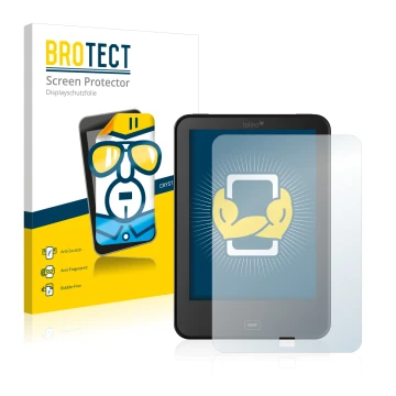 Parte frontale di una confezione del prodotto con il logo del marchio BROTECT. Accanto è raffigurato il dispositivo Tolino Vis